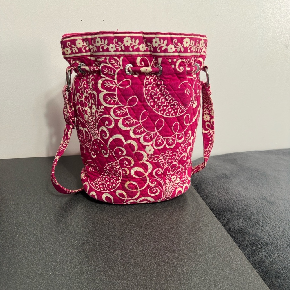 Vera Bradley (retired) Twirly Bird Pink Drawstring Bag - Picture 2 of 10